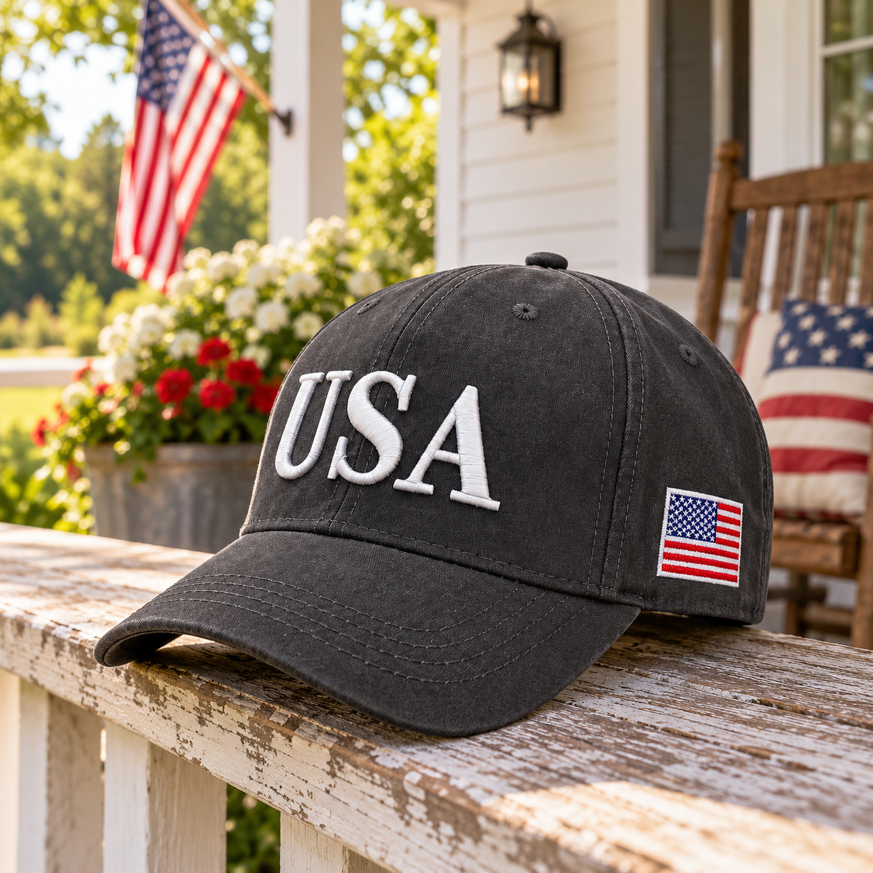 USA 250th Anniversary Cap – Distressed Charcoal lifestyle