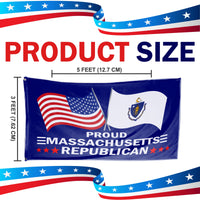 Proud Massachusetts Republican flag size 3 x 5 feet