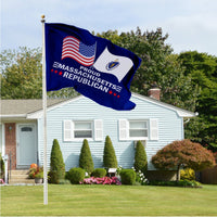 Proud Massachusetts Republican flag flying in front of a house