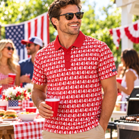 45/47 Presidential Polo Shirt in red – at a backyard barbecue