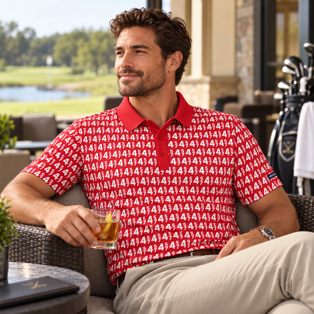 45/47 Presidential Polo Shirt in red – at the clubhouse