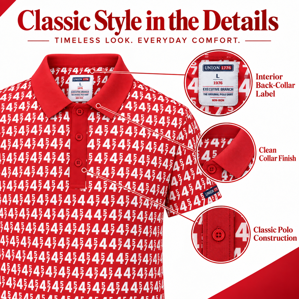 45/47 Presidential Polo Shirt in red – collar label and construction details