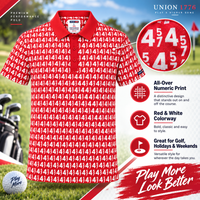 45/47 Presidential Polo Shirt in red – all-over 45/47 numeric print