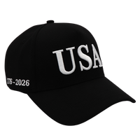BLACK USA 250th Anniversary Hat (1776–2026) — Black Embroidered Cap