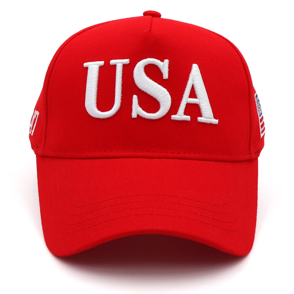 Bold USA Patriotic Red Baseball Cap – 45-47 Edition