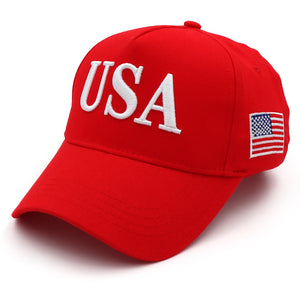 Bold USA Patriotic Red Baseball Cap – 45-47 Edition