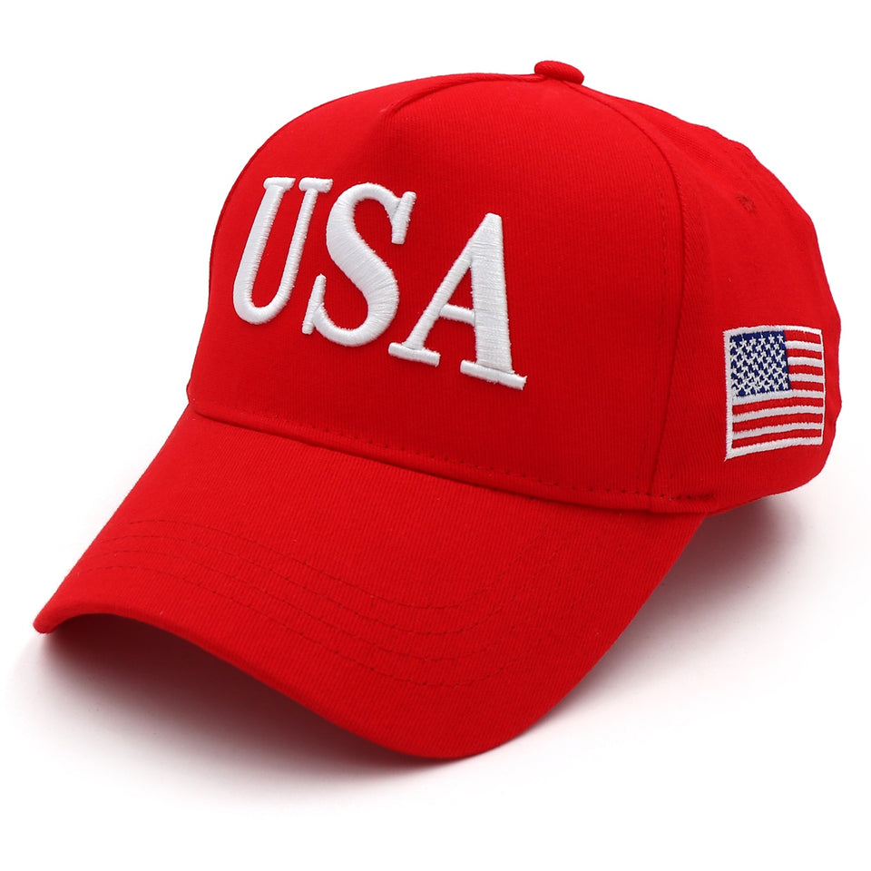 Bold USA Patriotic Red Baseball Cap – 45-47 Edition