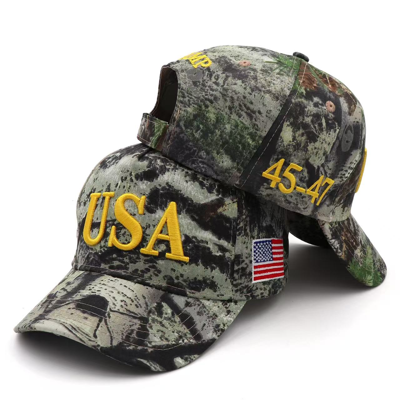 Bold USA Patriotic Camo Baseball Cap – 45-47 Edition