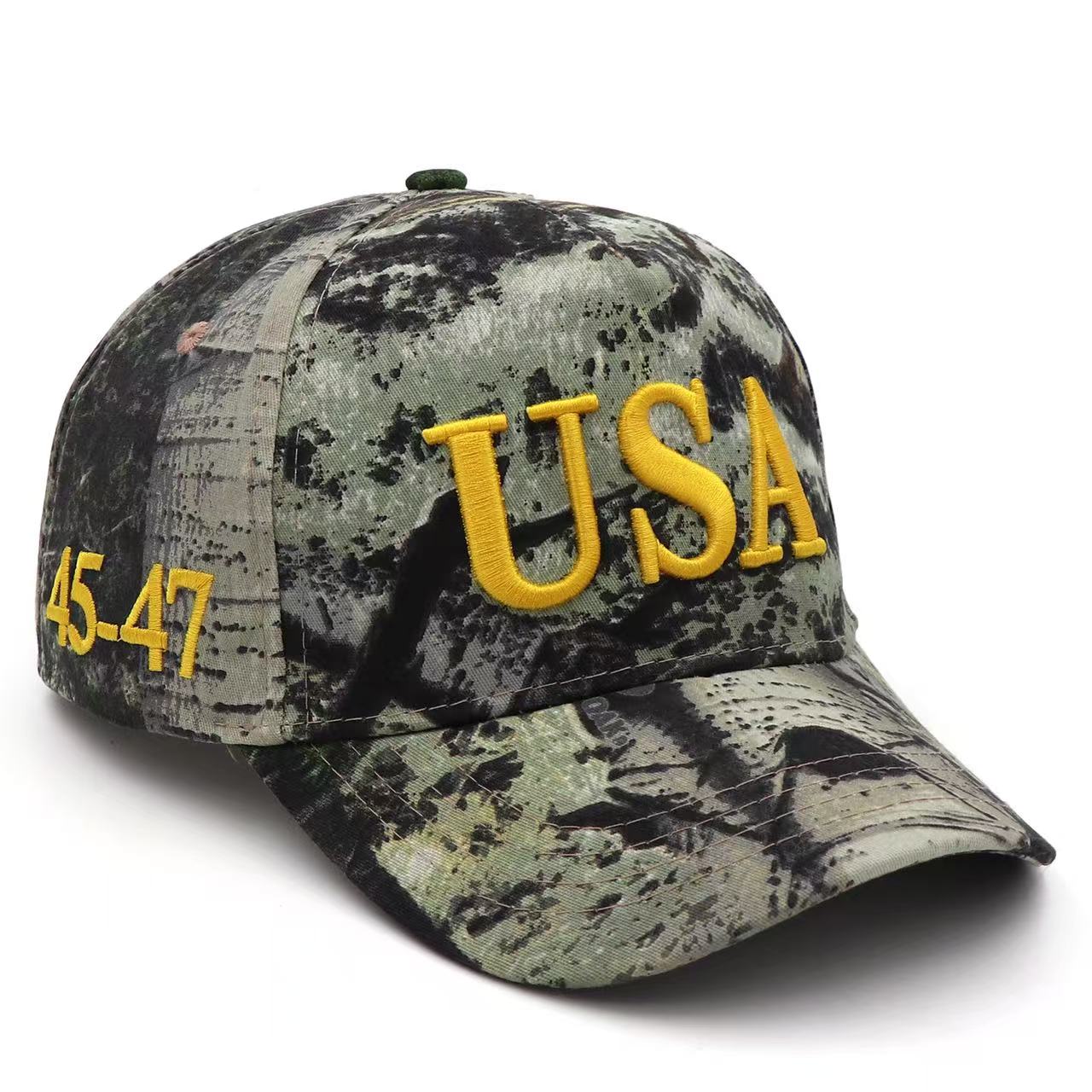 Bold USA Patriotic Camo Baseball Cap – 45-47 Edition