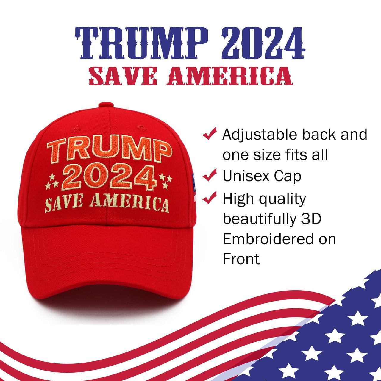 2024 “Save America” Red Embroidered Cap