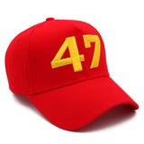 Red Gold 47 Presidential Tribute Hat – Adjustable , Embroidered USA Flag