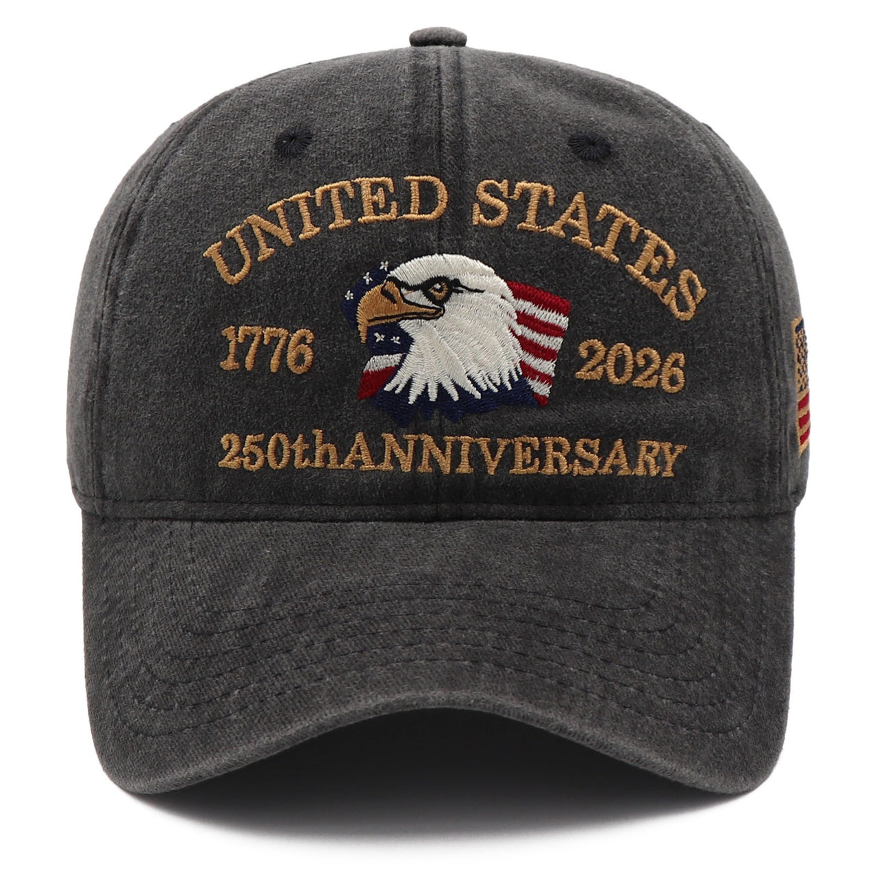 USA 250th Anniversary Eagle Cap (1776–2026) — Distressed Charcoal, Embroidered