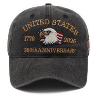 USA 250th Anniversary Eagle Cap (1776–2026) — Distressed Charcoal, Embroidered