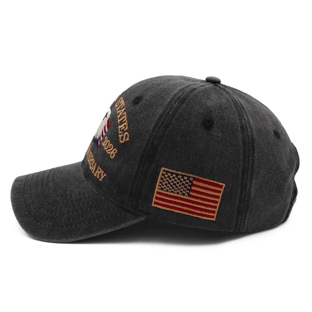USA 250th Anniversary Eagle Cap (1776–2026) — Distressed Charcoal, Embroidered