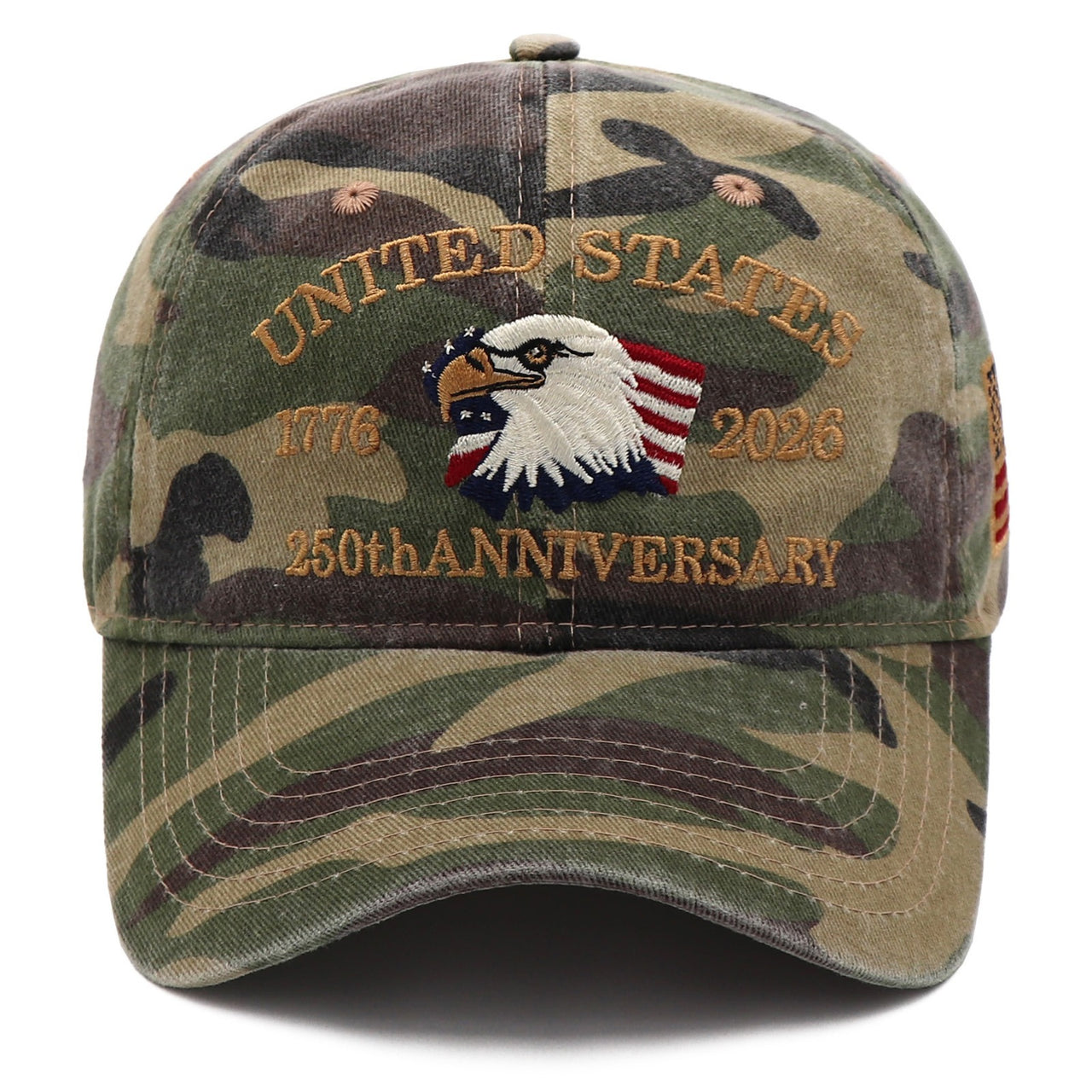 USA 250th Anniversary Eagle Embroidered Cap (1776–2026) –  Camo
