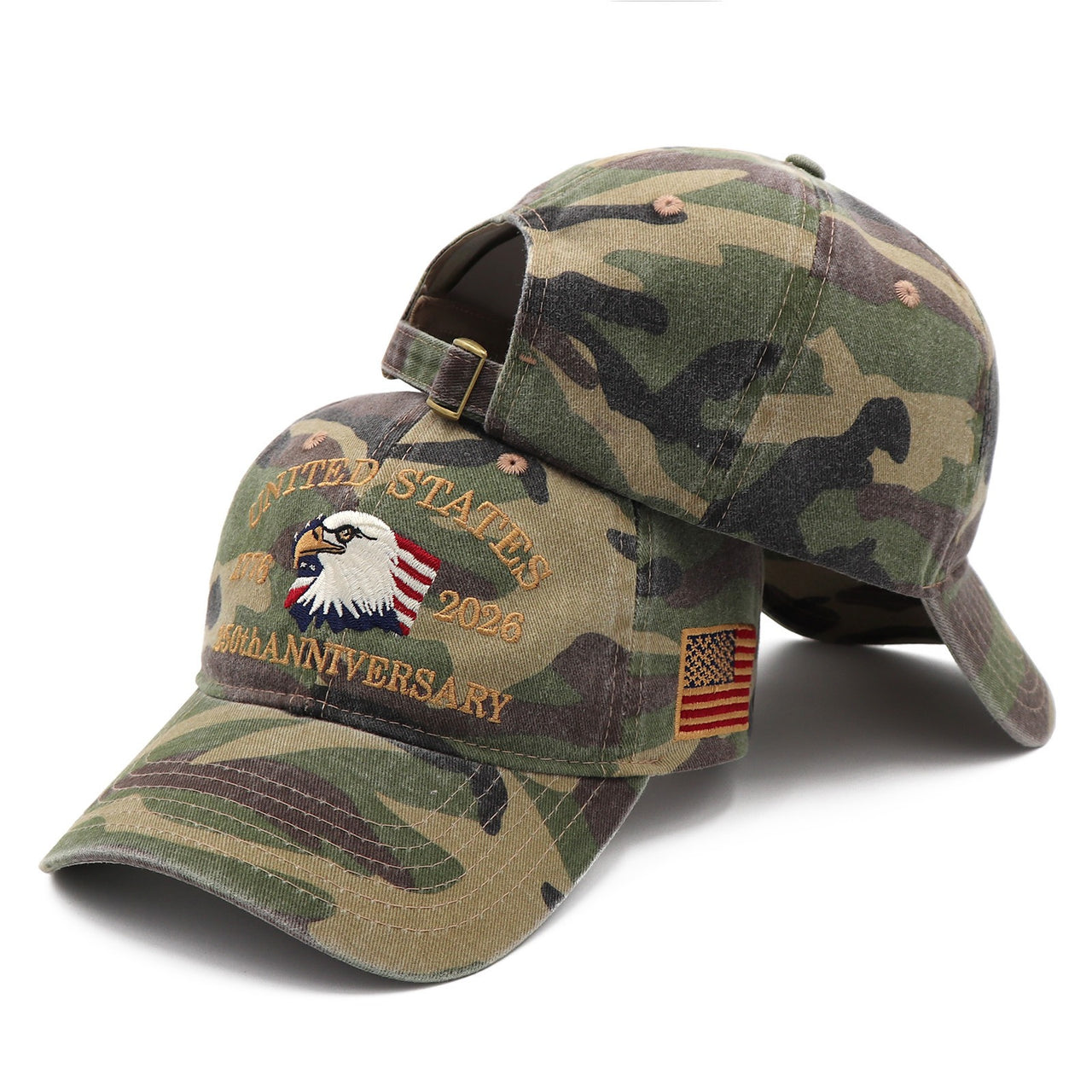 USA 250th Anniversary Eagle Embroidered Cap (1776–2026) –  Camo