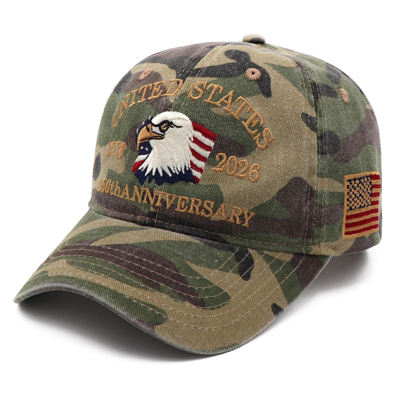 USA 250th Anniversary Eagle Embroidered Cap (1776–2026) –  Camo