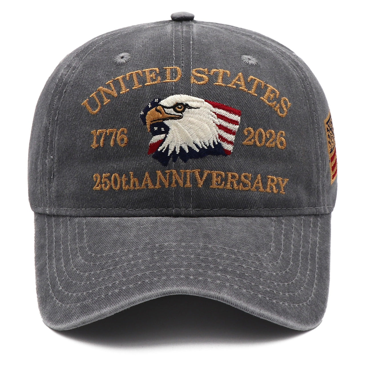 USA 250th Anniversary Eagle Embroidered Cap (1776–2026) – Gray