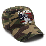 250 Years of Freedom Hat | 1776 - 2026 Patriotic Vintage Baseball Cap with Statue of Liberty Embroidery - Great for Dads and Grads - Camo