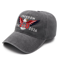 Freedom 250th Hat – 1776-2026 Eagle Embroidered Adjustable Gray Baseball Cap