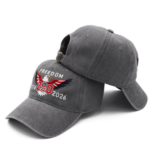 Freedom 250th Hat – 1776-2026 Eagle Embroidered Adjustable Gray Baseball Cap
