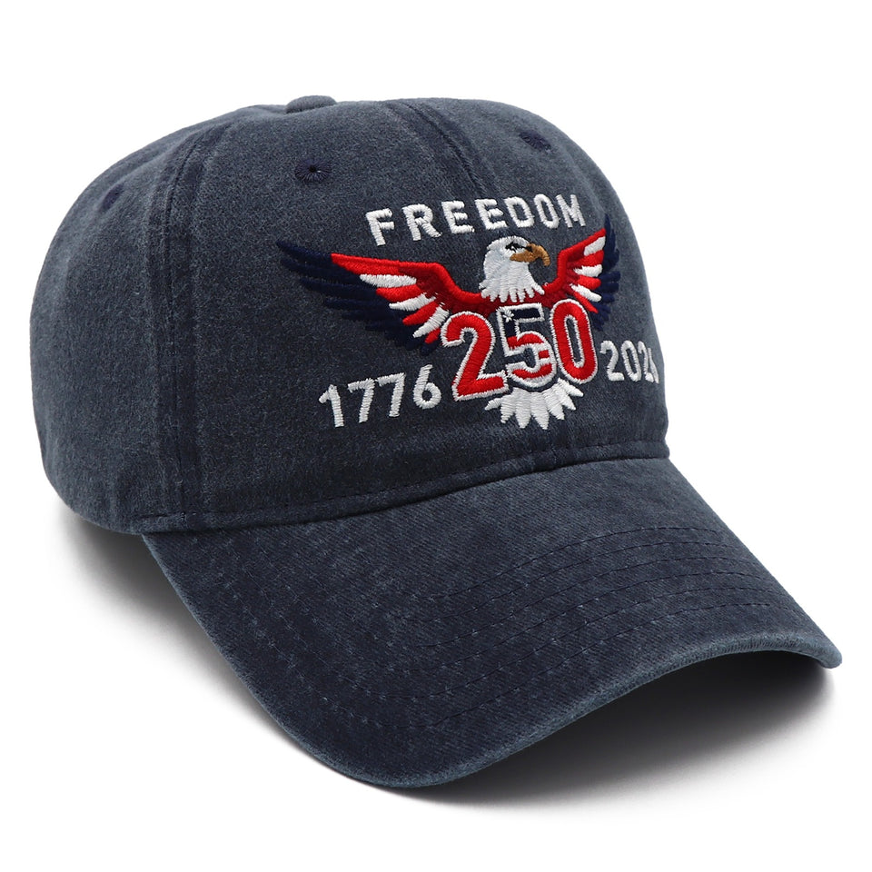 Freedom 250th Hat – 1776-2026 Eagle Embroidered Adjustable Navy Baseball Cap