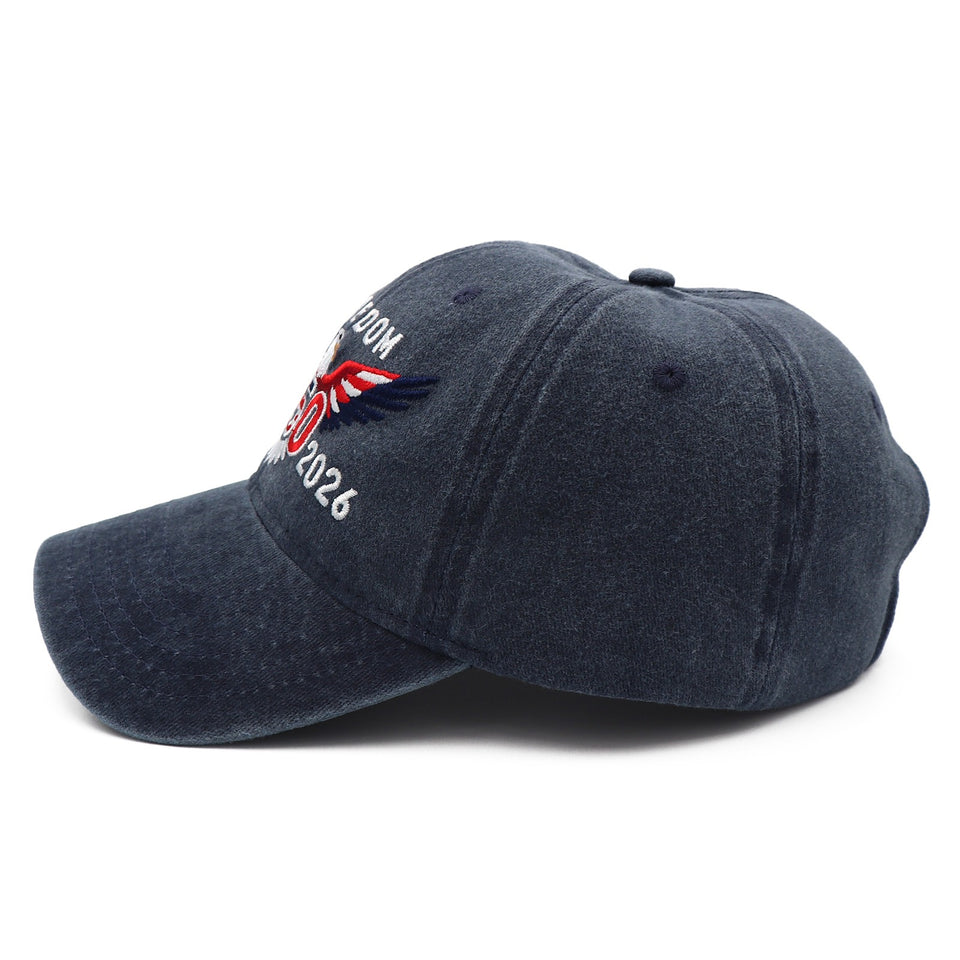 Freedom 250th Hat – 1776-2026 Eagle Embroidered Adjustable Navy Baseball Cap