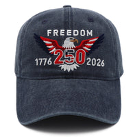 Freedom 250th Hat – 1776-2026 Eagle Embroidered Adjustable Navy Baseball Cap