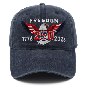 Freedom 250th Hat – 1776-2026 Eagle Embroidered Adjustable Navy Baseball Cap
