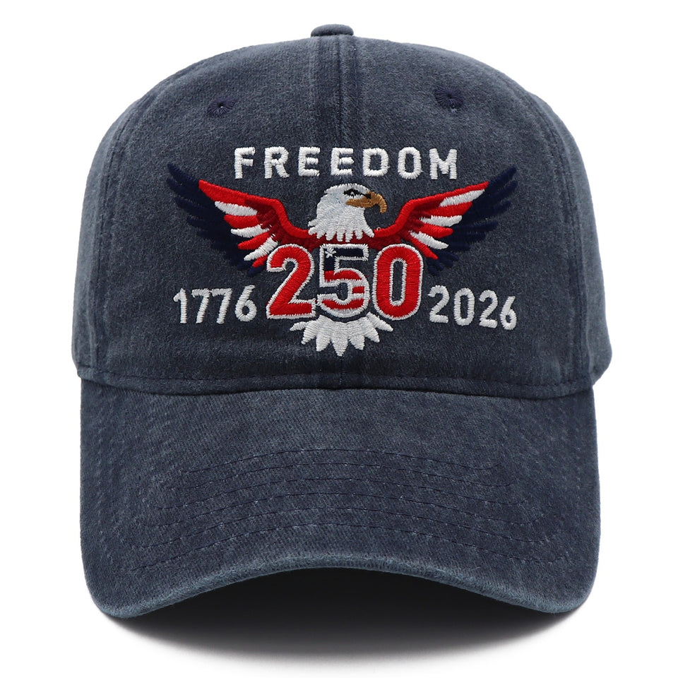 Freedom 250th Hat – 1776-2026 Eagle Embroidered Adjustable Navy Baseball Cap
