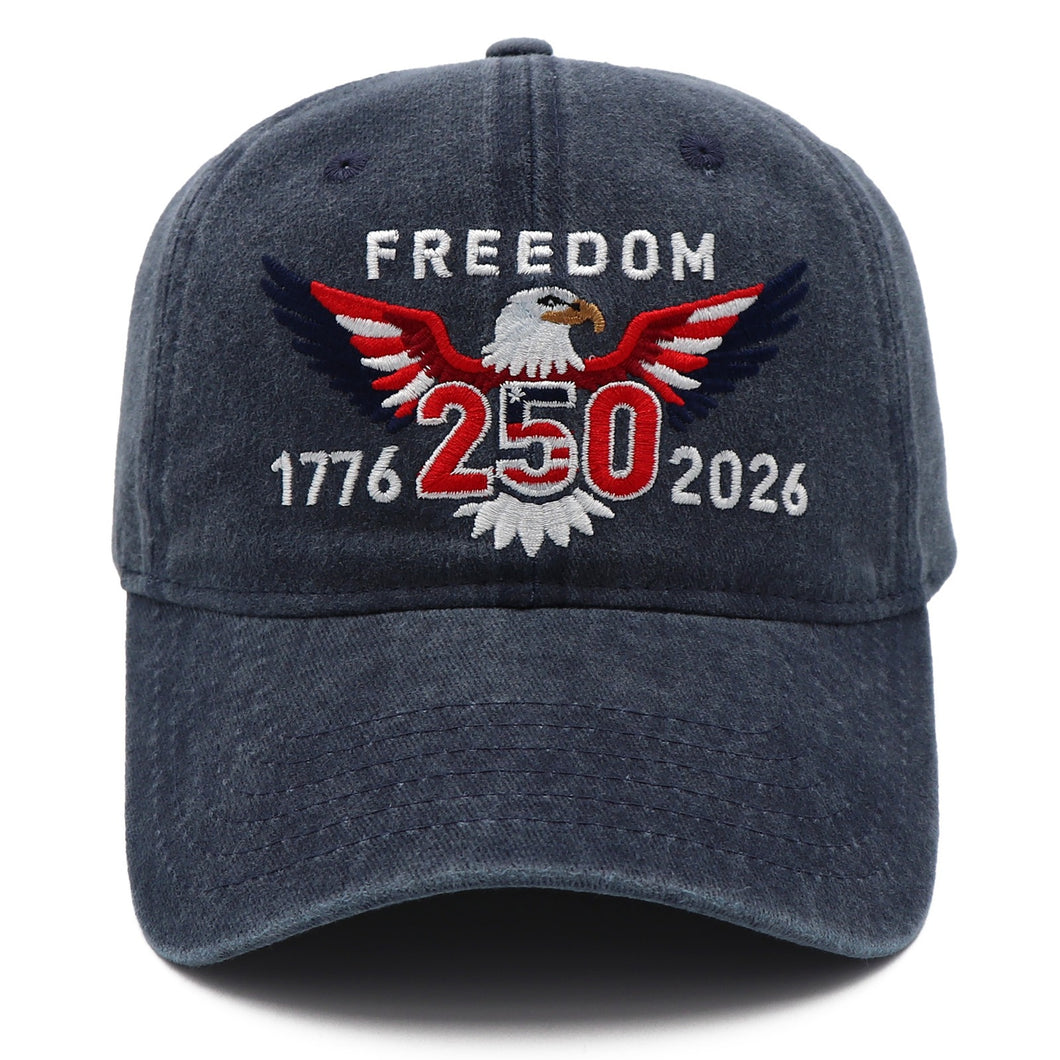 Freedom 250th Hat – 1776-2026 Eagle Embroidered Adjustable Navy Baseball Cap