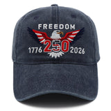 Freedom 250th Hat – 1776-2026 Eagle Embroidered Adjustable Navy Baseball Cap