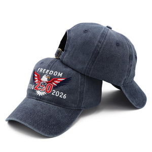 Freedom 250th Hat – 1776-2026 Eagle Embroidered Adjustable Navy Baseball Cap