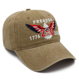 Freedom 250th Hat – 1776-2026 Eagle Embroidered Adjustable Khaki Baseball Cap