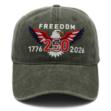 Freedom 250th Hat – 1776-2026 Eagle Embroidered Adjustable Army Green Baseball Cap