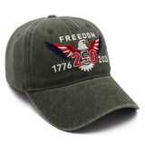 Freedom 250th Hat – 1776-2026 Eagle Embroidered Adjustable Army Green Baseball Cap