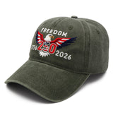 Freedom 250th Hat – 1776-2026 Eagle Embroidered Adjustable Army Green Baseball Cap