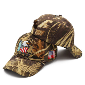 (Exclusive) United States of America 250th Anniversary Embroidered Cap — Camo Patriotic Hat (1776–2026)