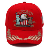 (Exclusive) United States of America 250th Anniversary Embroidered Cap — Red Patriotic Hat (1776–2026)