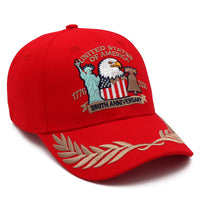 (Exclusive) United States of America 250th Anniversary Embroidered Cap — Red Patriotic Hat (1776–2026)