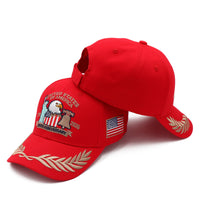 (Exclusive) United States of America 250th Anniversary Embroidered Cap — Red Patriotic Hat (1776–2026)