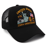 United States 250th Anniversary Trucker Hat | America 1776–2026 Patriotic Embroidered Mesh Cap