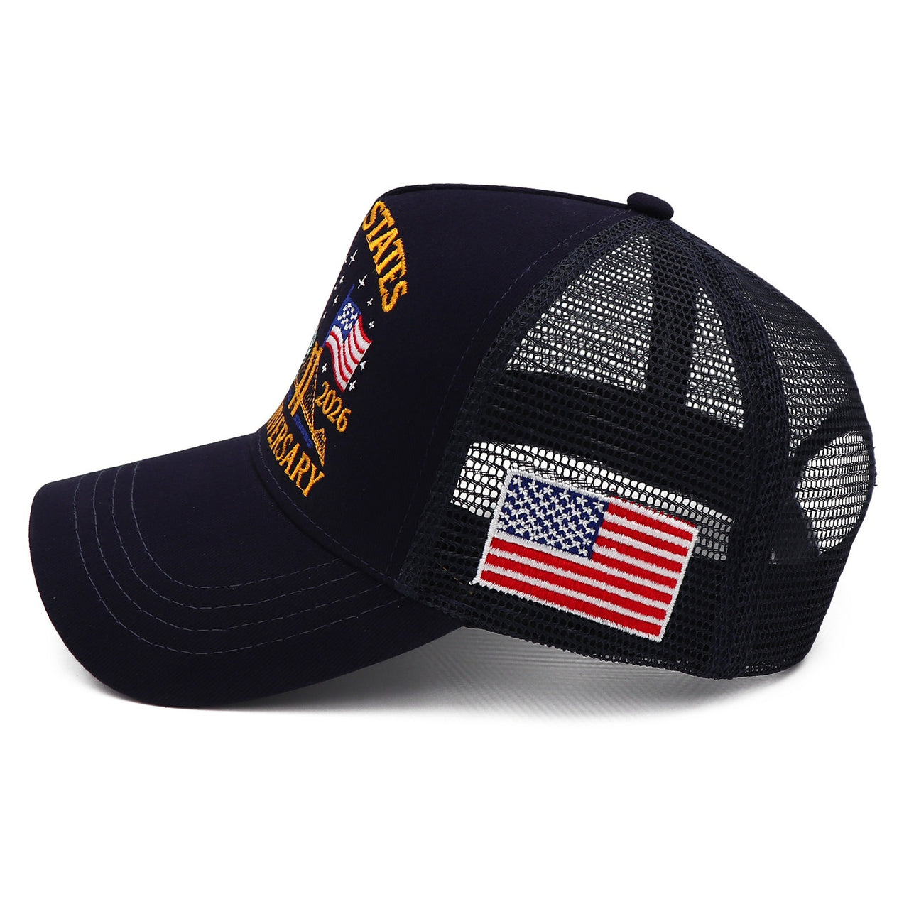 United States 250th Anniversary Trucker Hat | America 1776–2026 Patriotic Embroidered Mesh Cap