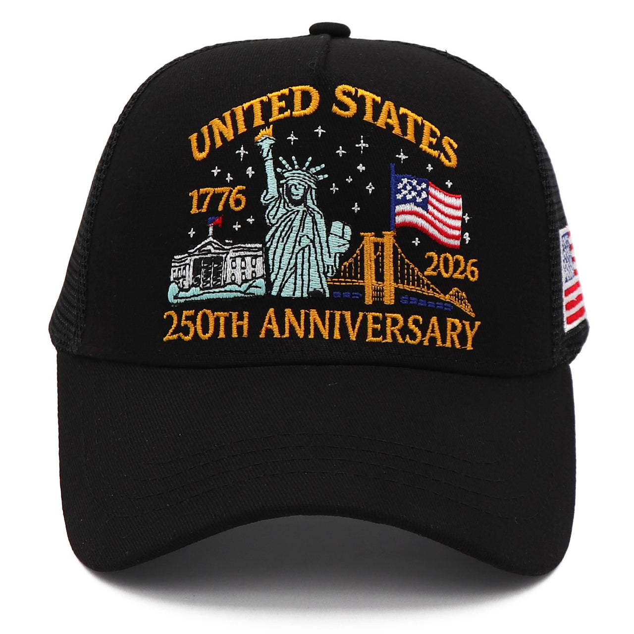 United States 250th Anniversary Trucker Hat | America 1776–2026 Patriotic Embroidered Mesh Cap