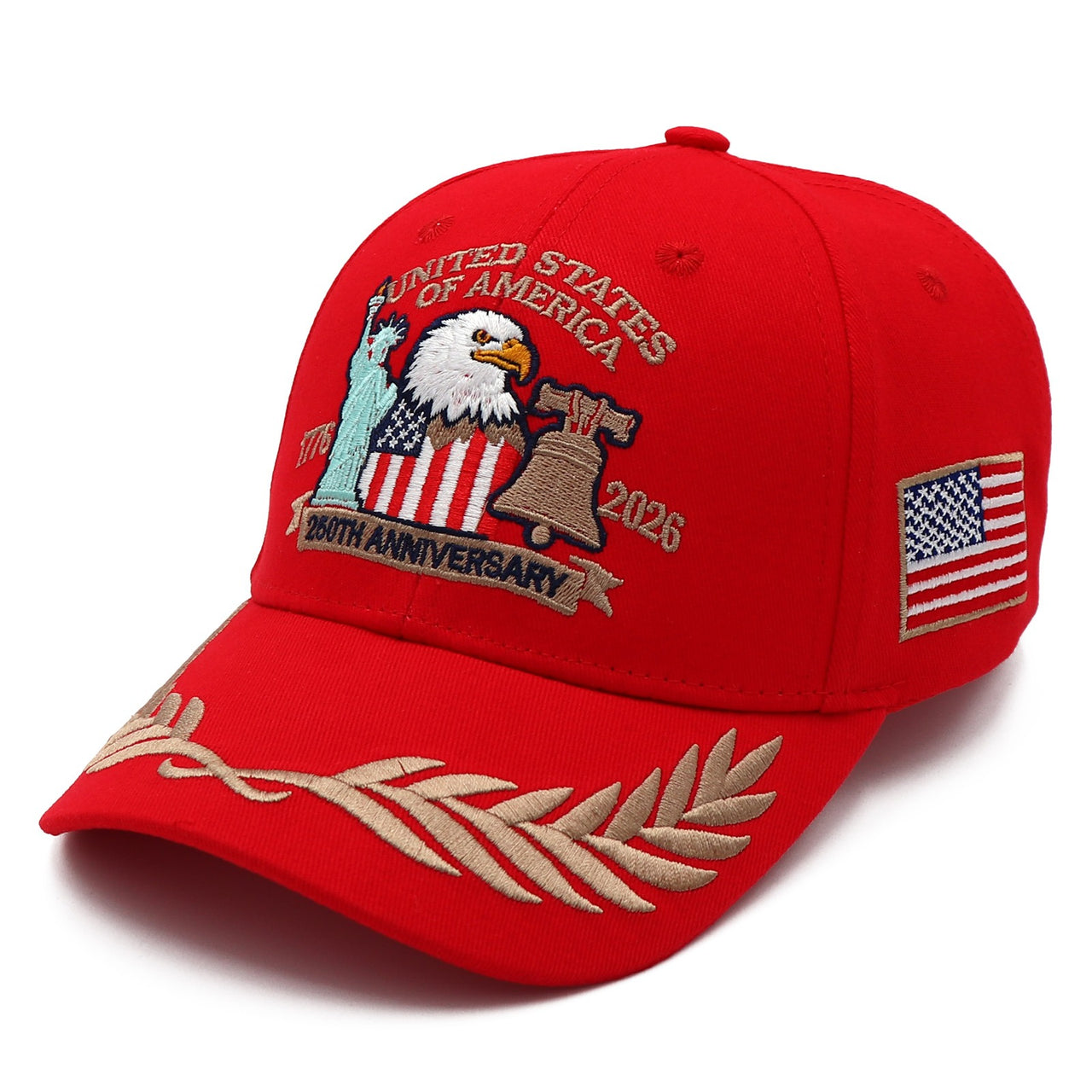 (Exclusive) United States of America 250th Anniversary Embroidered Cap — Patriotic Hat (1776–2026)