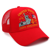 United States 250th Anniversary Trucker Hat | America 1776–2026 Patriotic Embroidered Mesh Cap