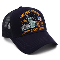 United States 250th Anniversary Trucker Hat | America 1776–2026 Patriotic Embroidered Mesh Cap