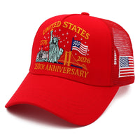 United States 250th Anniversary Trucker Hat | America 1776–2026 Patriotic Embroidered Mesh Cap