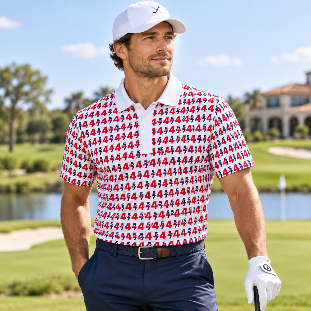 45/47 Presidential Polo Shirt in white – worn on the golf course