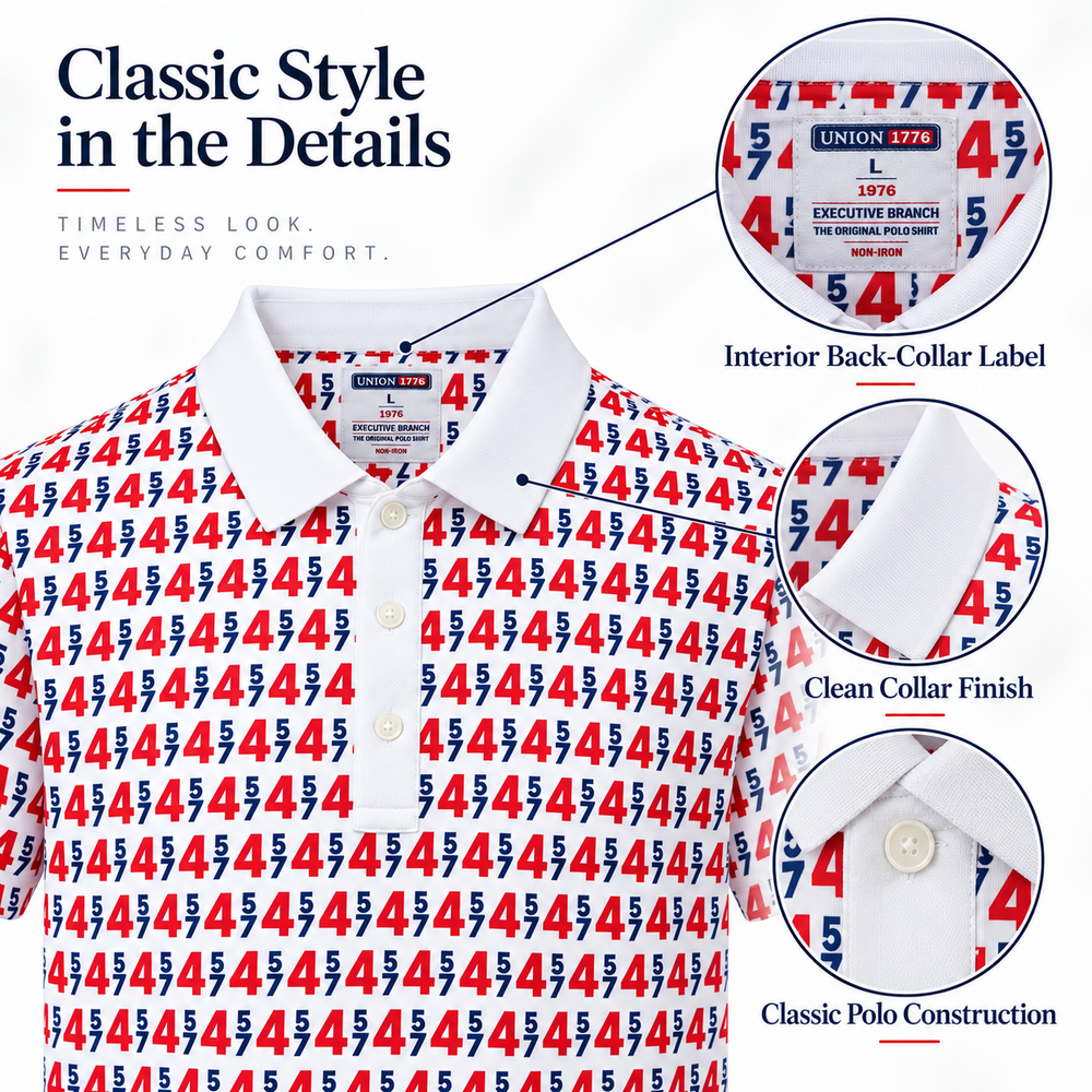 45/47 Presidential Polo Shirt in white – collar label and construction details